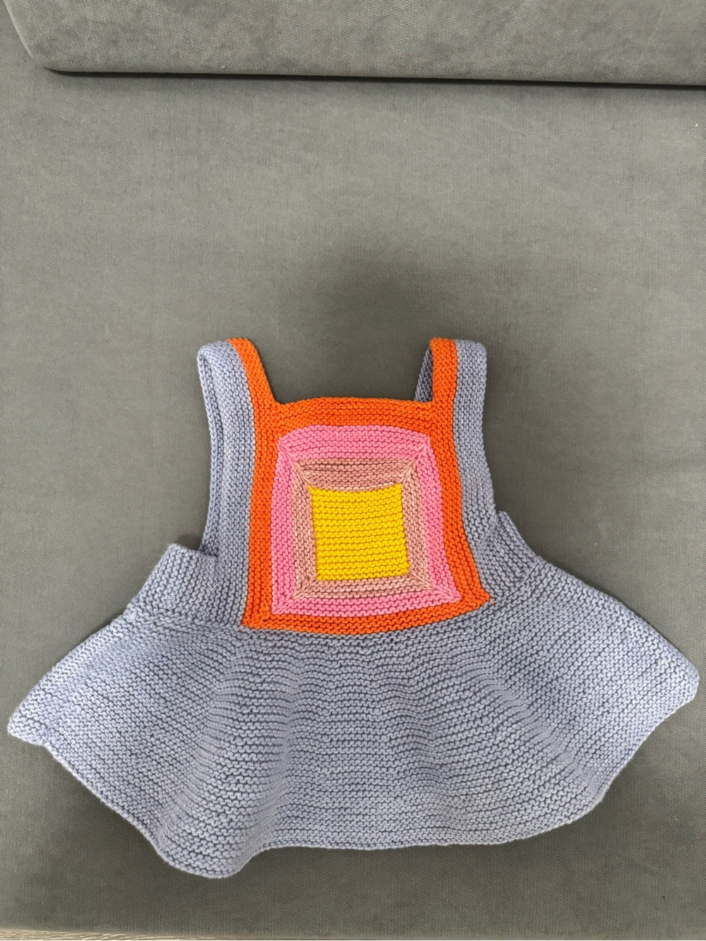 Misha And Puff Knit Dress Top with Yellow Pink Orange Square